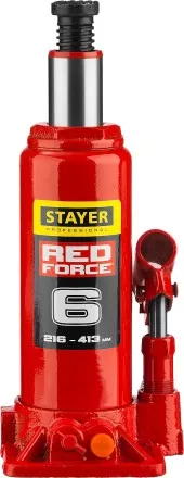 Домкрат гидравлический бутылочный &quot;RED FORCE&quot;, 6т, 216-413 мм, в кейсе, STAYER 43160-6-K 43160-6-K_z01 купить в Магнитогорске