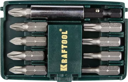 Набор бит &quot;COMPACT-10&quot; с магнитным адаптером, KRAFTOOL 26130-H10, в мини бит-боксе, 10 предметов 26130-H10 купить в Магнитогорске