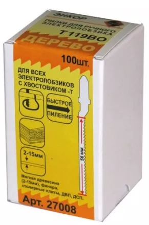 Пилка для электролобзика T119 BO HCS 1шт/100 Энкор 27008 купить в Магнитогорске