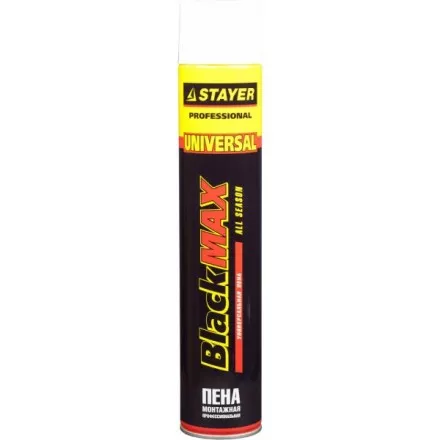 Пена &quot;BlackMAX&quot; монтажная, адаптерная, всесезонная, 750мл, STAYER 41133 купить в Магнитогорске