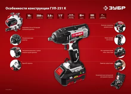 Ударный гайковерт аккумуляторный ГУЛ-251 К серия СТАНДАРТ купить в Магнитогорске