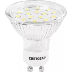 Лампы СВЕТОЗАР светодиодные &quot;LED technology&quot;, цоколь GU10, теплый белый свет (3000К), 220В, 3Вт (25) 44560-25_z01