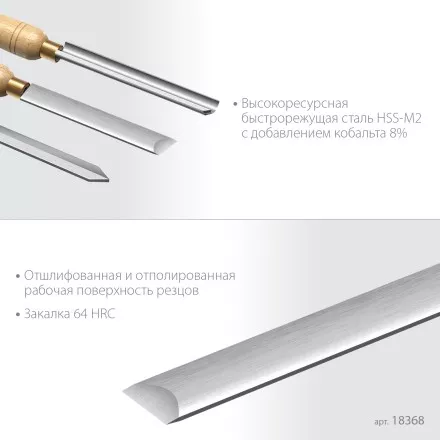 Набор профессиональных токарных резцов по дереву KRAFTOOL 18368 купить в Магнитогорске