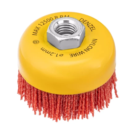 Щетка для УШМ, 75 мм, Чашка, нейлоновая щетина, М14, Denzel 74465 купить в Магнитогорске
