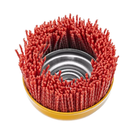 Щетка для УШМ, 75 мм, Чашка, нейлоновая щетина, М14, Denzel 74465 купить в Магнитогорске