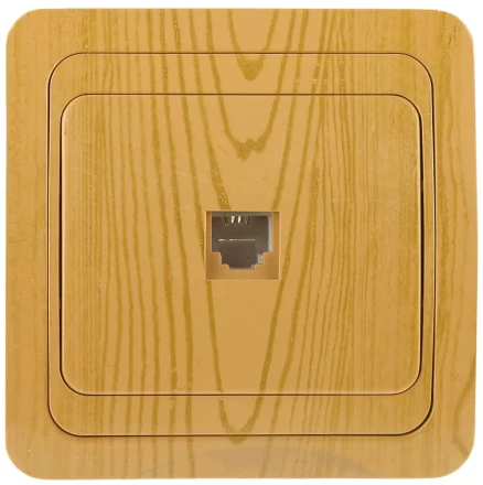 Розетка СВЕТОЗАР &quot;ГАММА&quot; телефонная, одинарная, цвет ольха SV-54117-A купить в Магнитогорске