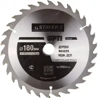Диск пильный "OPTI-Line" по дереву, 180х20мм, 30Т, STAYER 3681-180-20-30