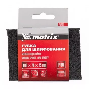 Губка для шлифования 100 х 70 х 25 мм мягкая P60 MATRIX 75701 купить в Магнитогорске