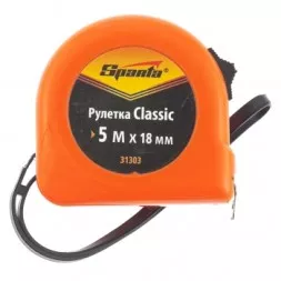 Рулетка Classic, 5 м х 18 мм, пластиковый корпус  SPARTA 31303