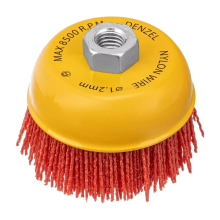 Щетка для УШМ Denzel, 100 мм, Чашка, нейлоновая щетина, М14, 74469 купить в Магнитогорске