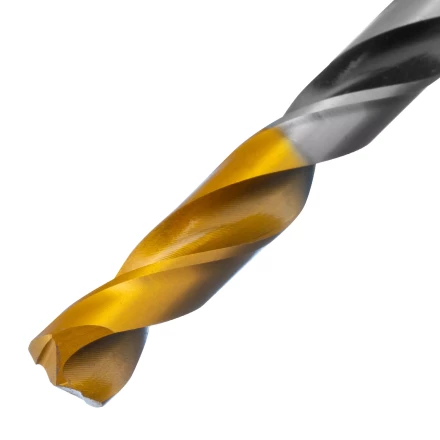 Сверло спиральное по металлу Denzel 8 x 117мм, Р6М5, Golden Tip, многогранная заточка, 718282 купить в Магнитогорске