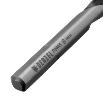 Сверло спиральное по металлу Denzel 8 x 117мм, Р6М5, Golden Tip, многогранная заточка, 718282 купить в Магнитогорске