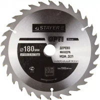 Диск пильный "OPTI-Line" по дереву, 180х30мм, 30Т, STAYER 3681-180-30-30