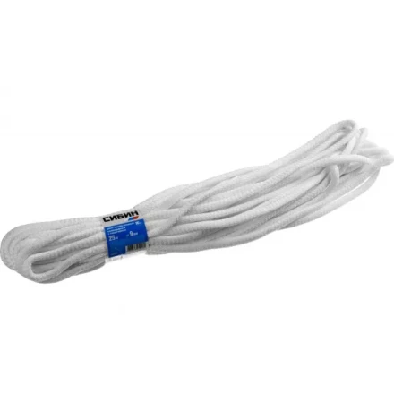 Шнур хозяйственный СИБИН, полиэфирный, длина 25 м, диаметр - 9мм 50269 купить в Магнитогорске
