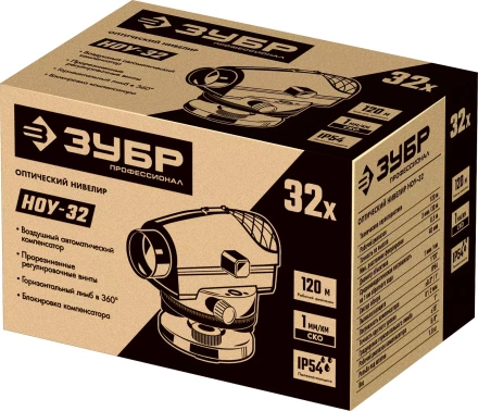 ЗУБР ОУ-32, 120 м, оптический нивелир, Профессионал (34917) купить в Магнитогорске