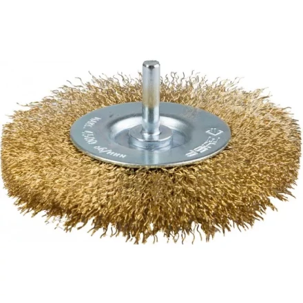 ЗУБР &quot;ЭКСПЕРТ&quot;. Щетка дисковая для дрели, двухрядная, витая латунированная стальная проволока 0,3мм, 100мм 3520-100-2_z01 купить в Магнитогорске