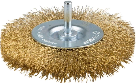ЗУБР &quot;ЭКСПЕРТ&quot;. Щетка дисковая для дрели, двухрядная, витая латунированная стальная проволока 0,3мм, 100мм 3520-100-2_z01 купить в Магнитогорске