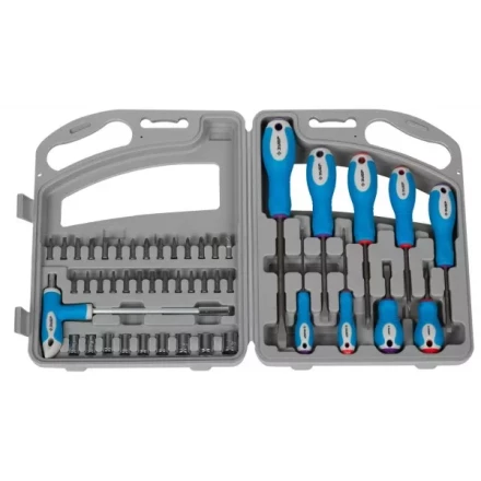 Набор ЗУБР Отвертка &quot;ЭКСПЕРТ&quot; с насадками, битодержатель с Т-образ. ручкой 125мм, Hex1/4&quot;-SQ1/4&quot;, в пласт.боксе, 46пред 25283-H46 купить в Магнитогорске