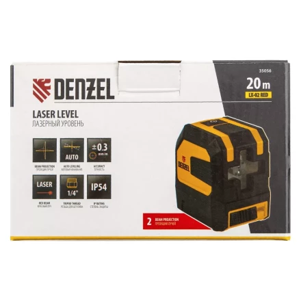 Лазерный уровень LX 02 Red, 20 м, 635 нм, резьба 1/4&quot; Denzel 35056 купить в Магнитогорске