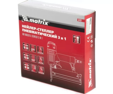 Нейлер-степлер пнев. 3 в 1 с рег. глуб. гвозди 16GA - 18GA гвозди, скобы 16GA - 18GA MATRIX 57427 купить в Магнитогорске