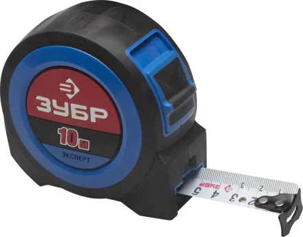 Рулетка ЗУБР, сверхширок полотно, особо длинный вылет, нейлон покрытие, упрочненный двухкомп корпус, 10м/27мм 34059-10-27 купить в Магнитогорске