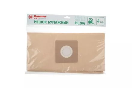 Бумажные мешки HAMMER 233-011 для пылесосов PIL20A (4 шт.) купить в Магнитогорске