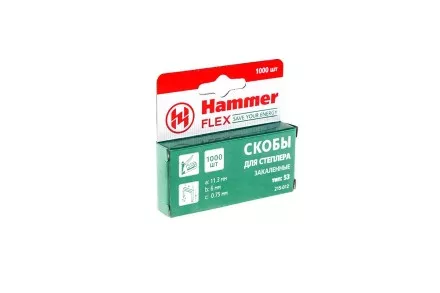 Скобы для степлера HAMMER 215-012 6мм, тип 53, 1000 шт. купить в Магнитогорске