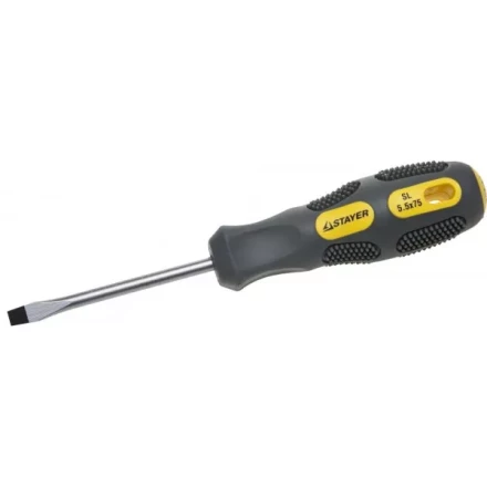 Отвертка STAYER &quot;PROFESSIONAL&quot; &quot;MAX-GRIP&quot; слесарная, Cr-V, намагниченная, SL 5,5х75мм 2580-05-075 G купить в Магнитогорске