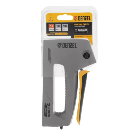 Степлер мебельный Denzel 40213, пластиковый корпус, тип 53, 6-14 мм, тип 300, 15 мм, тип 500, 15 мм купить в Магнитогорске