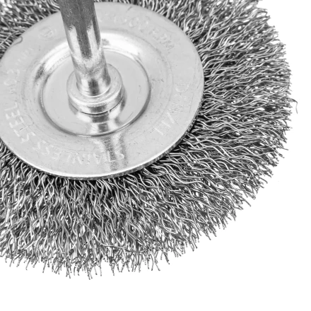 Набор щеток для дрели Denzel, 2 Плоские 50-75мм, 3 Чашки 25-50-75мм, шпилька,  нерж.вит. проволока 74493 купить в Магнитогорске