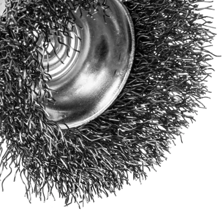 Набор щеток для дрели Denzel, 2 Плоские 50-75мм, 3 Чашки 25-50-75мм, шпилька,  нерж.вит. проволока 74493 купить в Магнитогорске