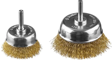 ЗУБР &quot;ПРОФЕССИОНАЛ&quot;. Набор щеток чашечных для дрели, витая стальная латунированная проволока 0,3мм, 50/75мм, 2шт 3531-H2_z02 купить в Магнитогорске