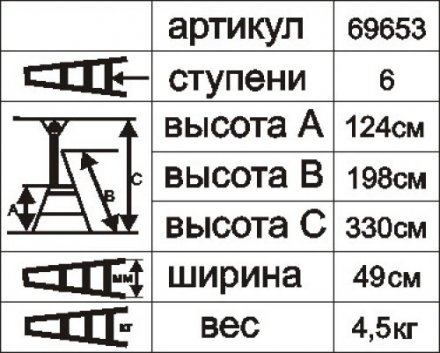 Стремянка алюминиевая Энкор 6 ступеней 69653 купить в Магнитогорске