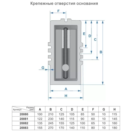Тиски  машинные крестовинные 150мм 20083 купить в Магнитогорске