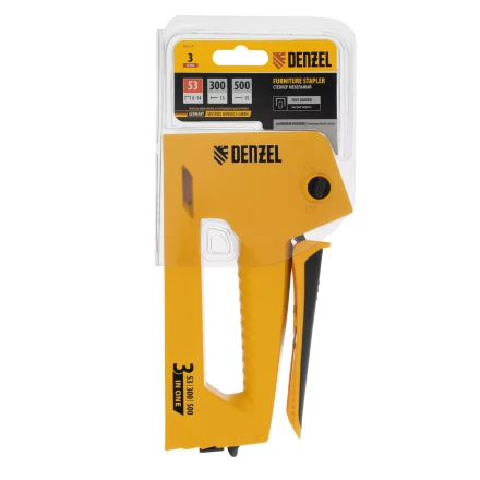 Степлер мебельный Denzel 40214, алюминиевый корпус, тип 53, 6-14 мм, тип 300, 15 мм, тип 500, 15 мм купить в Магнитогорске