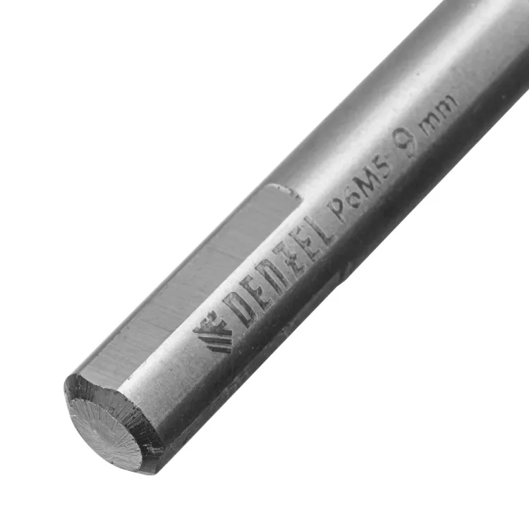 Сверло спиральное по металлу Denzel 9 x 125мм, Р6М5, Golden Tip, многогранная заточка, 718284 купить в Магнитогорске