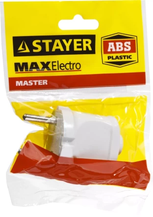 Вилка MAXElectro электрическая, 6А/220В, белая, STAYER 55150-W купить в Магнитогорске