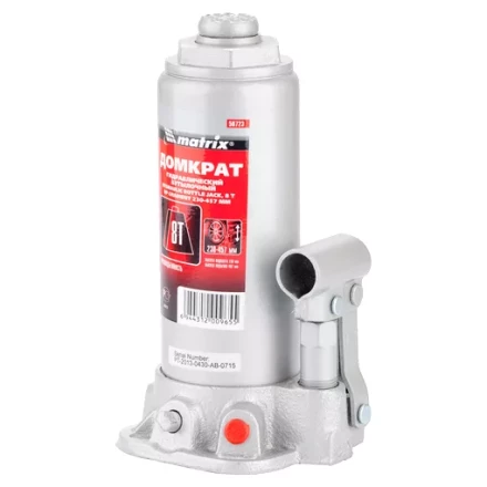 Домкрат гидравлический бутылочный 8 т h подъема 230–457 мм  MATRIX MASTER 50723 купить в Магнитогорске