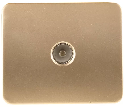 Розетка СВЕТОЗАР &quot;ГАММА&quot; телевизионная, без вставки и рамки, цвет золотой металлик SV-54115-GM купить в Магнитогорске