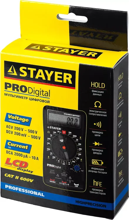 Мультиметр STAYER "PROFESSIONAL" PRODigital цифровой 45310 купить в Магнитогорске