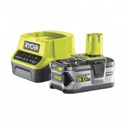 Ryobi ONE Li-Ion аккумулятор 5.0Aч  зарядное устройство RC18120, RC18120-150