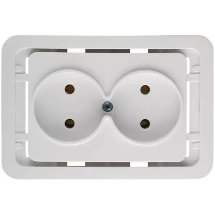 Розетка СВЕТОЗАР &quot;ГАММА&quot; двойная, цвет белый, 16А/~250В SV-54102-W купить в Магнитогорске