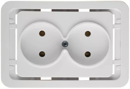 Розетка СВЕТОЗАР &quot;ГАММА&quot; двойная, цвет белый, 16А/~250В SV-54102-W купить в Магнитогорске