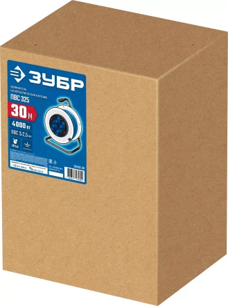 ЗУБР ПВС-325, ПВС, 3 x 2.5 мм2, 30 м, 4000 Вт, IP44, силовой удлинитель на стальной катушке, Профессионал (55102-30) купить в Магнитогорске