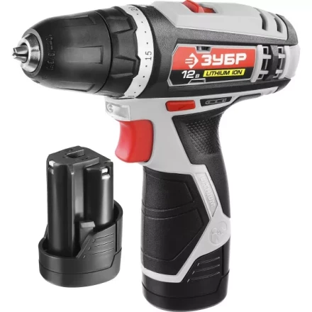 Дрель-шуруповерт ЗУБР &quot;МАСТЕР&quot;, Литий-ион, 2 скорости, реверс, 12В, 1.5 А/ч, 10 мм, 0-360 / 0-1400 об/мин, 2 АКБ, БЗУ, блокировка шпинделя ДА-12-2-Ли КНМ1 купить в Магнитогорске