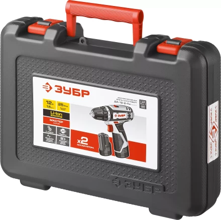 Дрель-шуруповерт ЗУБР &quot;МАСТЕР&quot;, Литий-ион, 2 скорости, реверс, 12В, 1.5 А/ч, 10 мм, 0-360 / 0-1400 об/мин, 2 АКБ, БЗУ, блокировка шпинделя ДА-12-2-Ли КНМ1 купить в Магнитогорске