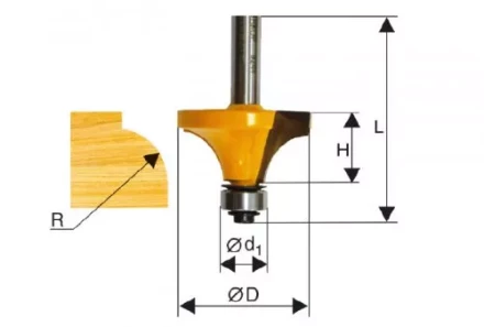 Фреза кром. калевочная ф22,3х13мм R4,8мм хв. 8м Энкор 46233 купить в Магнитогорске