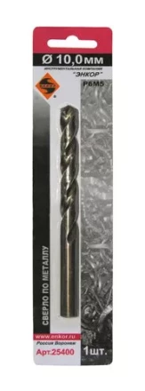 Сверло для металла Р6М5 Ф10,0 мм блистер Энкор 25400 купить в Магнитогорске