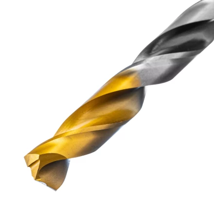 Сверло спиральное по металлу Denzel, 11 x 142мм, Р6М5, Golden Tip, многогранная заточка, 718286 купить в Магнитогорске