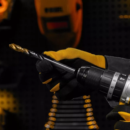 Сверло спиральное по металлу Denzel, 11 x 142мм, Р6М5, Golden Tip, многогранная заточка, 718286 купить в Магнитогорске